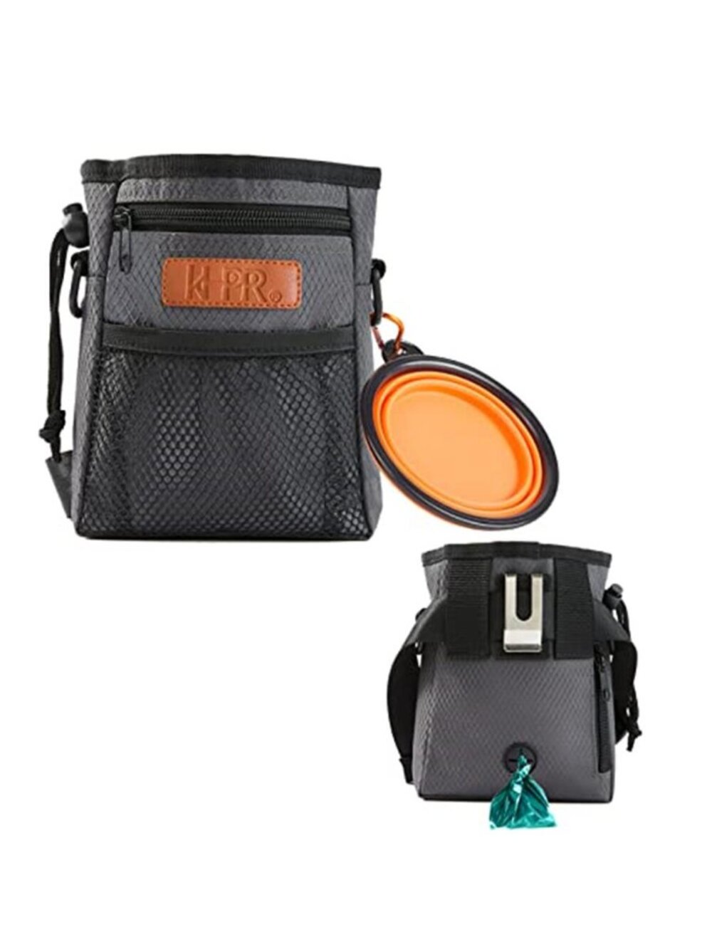 Dog Treat Training Pouch with Built-in Poop Bag Dispenser Dark Grey
